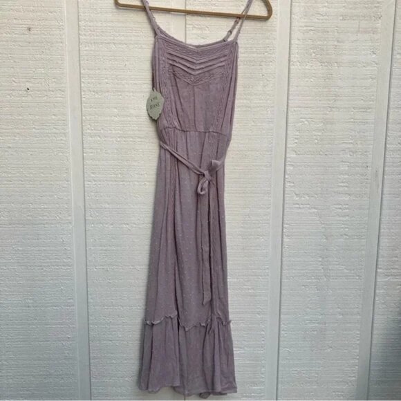 NWT KNOX Rose Sleeveless Clip Dot Midi Dress Boho Purple Lavender XS - Picture 6 of 9